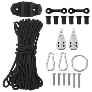 Amarine Made Marine Kayak Canoe Anchor Trolley Kit with Trolley Line Rope  Zig Zag Cleat Pulley Block Rigging Ring Nylon Pad Eyes Snap Hooks and
