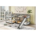 thumbnail image 4 of JERFIT Gray L-Shaped Bunk Bed with Slide, Full Over Twin Bunk Bed, Pine Wood & MDF Frame, Space-Saving Bunkbed with Ladder, 4 of 10