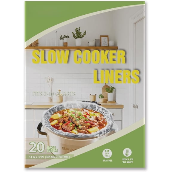 Slow Cooker Liners, 20 Cooking Bags Disposable Pot Liner Bags for 6QT to 10QT Slow Cooker Cooking Pans, 14" x 22", 20 Liners (20)