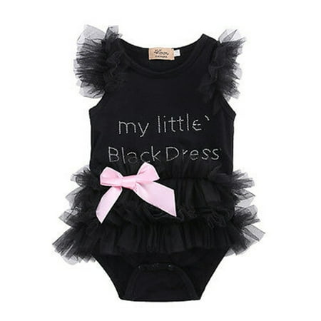 

MERSARIPHY Newborn Girls Sleeveless Romper Black Letter Printed Bodysuit