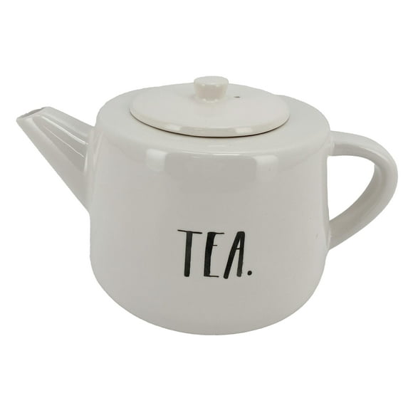 Rae Dunn by Magenta Tea Pot | Stoneware Steeping Pot | Stemprint Font “Tea” Logo | Cream Coloured