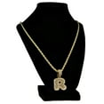 thumbnail image 2 of Bubble Letter R Block Initial 24" Hip Hop Rope Chain Bling Pendant Gold Finish Monogram Name Necklace, 2 of 5