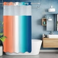 thumbnail image 2 of Gradient Orange Teal No Hook Shower Curtain with Snap in Liner Modern Abstract Minimalist Blue Ocean Beach Waterproof Bathroom Shower Curtain with See Through Top Window for Bathtub 36" x 72", 2 of 9