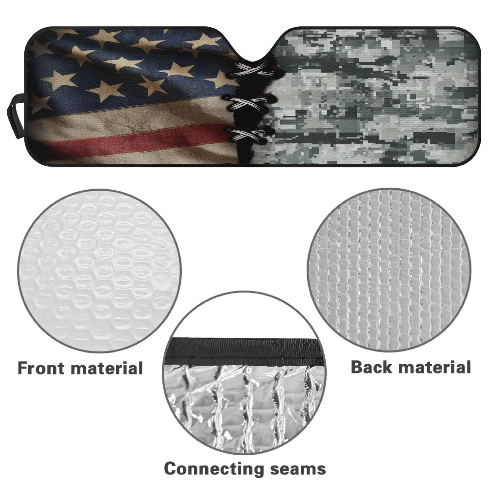 Binienty American Flag Gray Camo Car Sun Shade Windshield for Jeep Wrangler Gladiator FJ Cruiser Folding Sun Shade Windshield Automotive Accessories Interior Protector Heatshield Easy to Install
