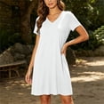 thumbnail image 6 of Aofany Women Nightgowns Soft Short Sleeve V-Neck Nightshirts Comfy Pajama T Shirt Dress Lounge Sleepwears, 6 of 7