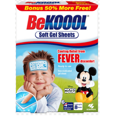 BeKoool Kids Fever Soft Gel Sheets Cooling Relief from Fever Discomfort 6CT