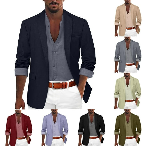 Horkkom Blazer for Men Casual One Button Sport Coats Lightweight Solid Color Suit Jacket with Pockets XL, Gifts for Men