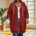 thumbnail image 2 of Womens Plus Size Hoodies Long Tunic Loose Fit Zip Up Sweatshirt Drawstring Casual Oversized Comfy Fall Coat with Pockets, 2 of 6