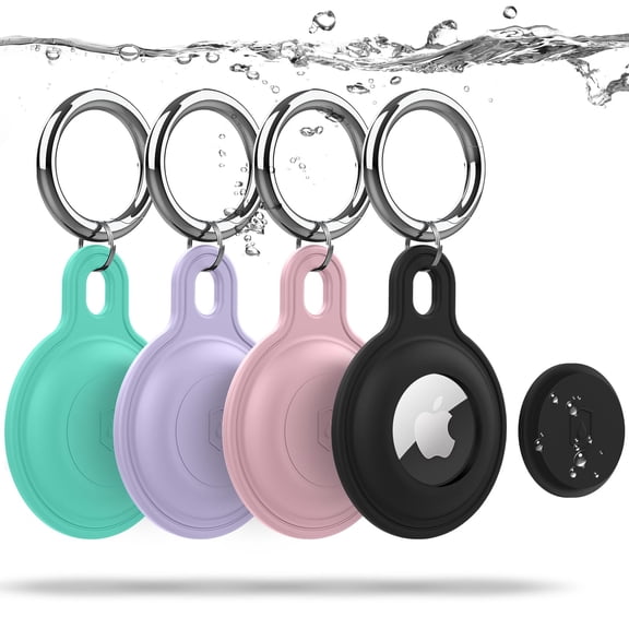 YUNOVA Airtag Keychain Holder Case for Apple Airtag, 4 Pack of IPX8 Waterproof, Fully Shockproof, Anti Scratch Airtag Holder Case for Key, Kid, Bag, Luggage, Pets Collar