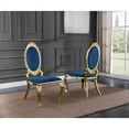 thumbnail image 3 of Clear Glass Dining Set with Table and 6 Oval Navy Blue Velvet Chairs, 3 of 3