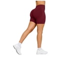 thumbnail image 6 of felwors Women's Seamless Scrunch Lifting Biker Shorts High Waisted Tummy Control for Yoga Workout Wine for Size S, 6 of 7
