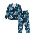 thumbnail image 1 of Balery Ink Rose Conjunto de Pijama con Estampado para Mujer, Conjunto de Dos Piezas con Manga Larga, Ropa de Dormir Suave con Bolsillos, Pijamas Cómodos-XX-Large, 1 of 7