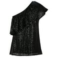 thumbnail image 6 of PrettyGuide Women's One Shoulder Sequin Tops Ruffle Sexy Sparkle Blouse Club Party Top, Large, 6 of 7