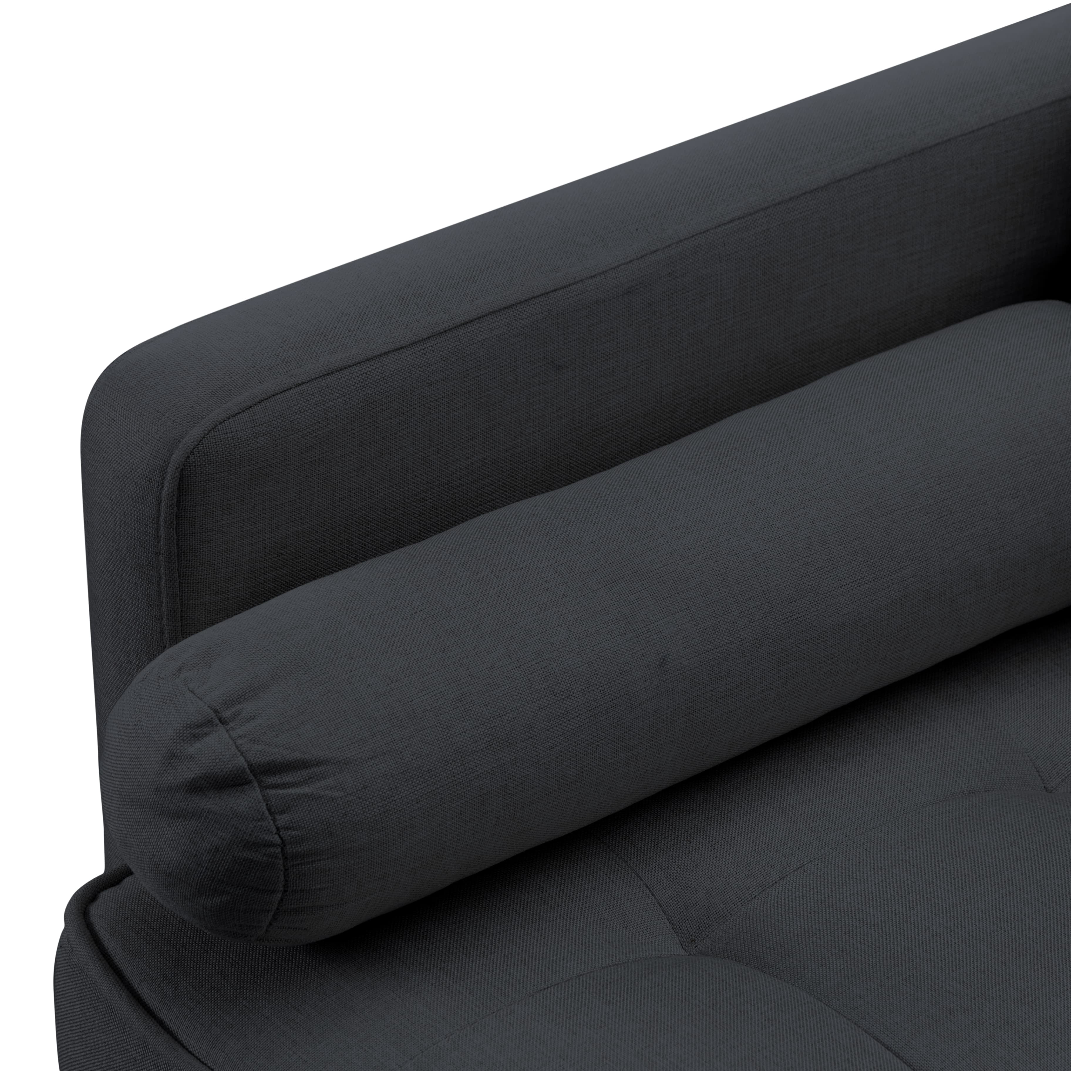 BSHTI 65” Modern Loveseat, Fine Linen Upholstery, Manufactured Wood Frame, Detachable Back Cushions, with Two Matching Bolster Pillows, Dark Gray