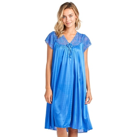 

Casual Nights Women s Fancy Lace Neckline Silky Tricot Nightgown - Navy - XX-Large