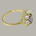 thumbnail image 4 of LBG British Made 10k Yellow Gold Natural Amethyst & Cultured Pearl Womens Statement Ring - 33 size options - Size 4.25, 4 of 6
