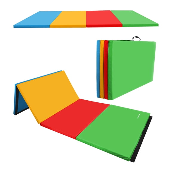 BalanceFrom 6ft x 4ft x 2in 4-Panel All-Purpose Folding Gymnastics Mat, Multicolored