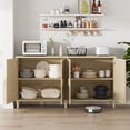 thumbnail image 3 of 70 Inch Natural Rattan Buffet Cabinet with Storage, 4-Door Sideboard with Adjustable Shelves for Kitchen, Living Room, Dining Room, Easy Assembly and Durable Design, 3 of 9