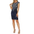 thumbnail image 1 of VESTIDO MIDI DE LENTEJUELAS PARA MUJERES INSPIRE CHIC CON MANGA CORTA, VESTIDOS BRILLANTES PARA FIESTAS M AZUL PLATA, 1 of 6