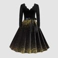 thumbnail image 2 of SZXZYGS Robes Midi pour Femmes Robes Formelles Fluides pour Femmes Robe de Fête Col en V Robe à Manches Longues Robe de Cocktail Robe Trapèze Évasée Robes de Soirée 2024, 2 of 3