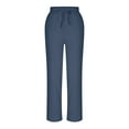 thumbnail image 6 of Karight Women's Linen Crop Pants Capris with Pockets Dark Blue, 6 of 7
