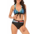 thumbnail image 3 of Greeniant 2 uds. De ropa de baño para mujer, bañador Sexy con realce y relleno, bañador estampado a rayas para mujer, conjunto de sujetadores y Traje de baño azul XXL Greeniant OD001322-10, 3 of 5