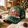 thumbnail image 5 of Green Ajustable Christmas Baseball Hat for Adults, Colorful Xmas Embroidered Novelty Cozy Twill Cotton Cap, Funny Christmas Gifts, 5 of 6