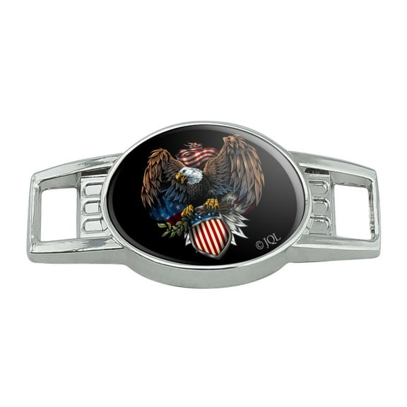 Patriotic Eagle USA American Flag Shield Shoe Shoelace Shoe Lace Tag Runner Gym Charm Decoration