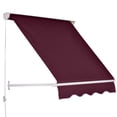 thumbnail image 2 of 6' Drop Arm Manual Retractable Window Awning Sun Shade Shelter for Patio Balcony Outdoor, Aluminum, Can Cover 2 Windows, Wine Red, 2 of 6