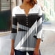 thumbnail image 5 of Blusas de Algodón para las Mujeres Impresas 3/4 Mangas V-Cuello Camiseta, Blusa de Algodón de Imitación Casual para las Mujeres, 5 of 5