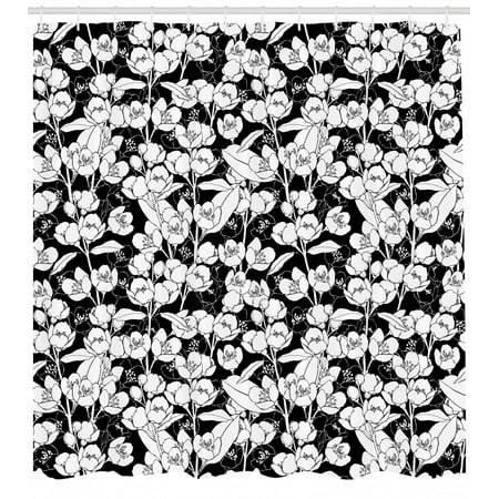 Jasmine Shower Curtain Blossoming Jasmine Flowers Pattern In