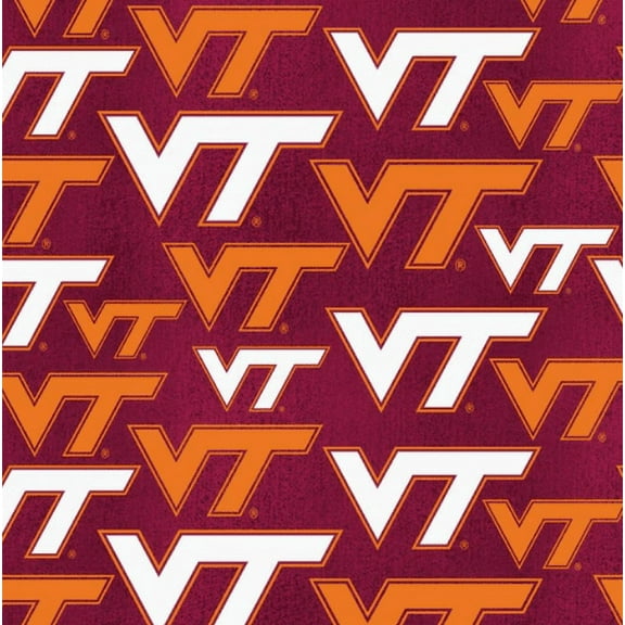 Official Licensed NCAA Virginia Tech University Letters Fabric by the Yard