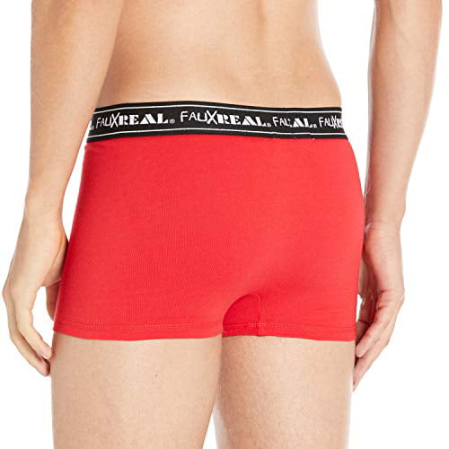 Faux Real Mens Funny Red Weiner Dog Boxer Briefs Dachshund Boxer Shorts  X-Large 