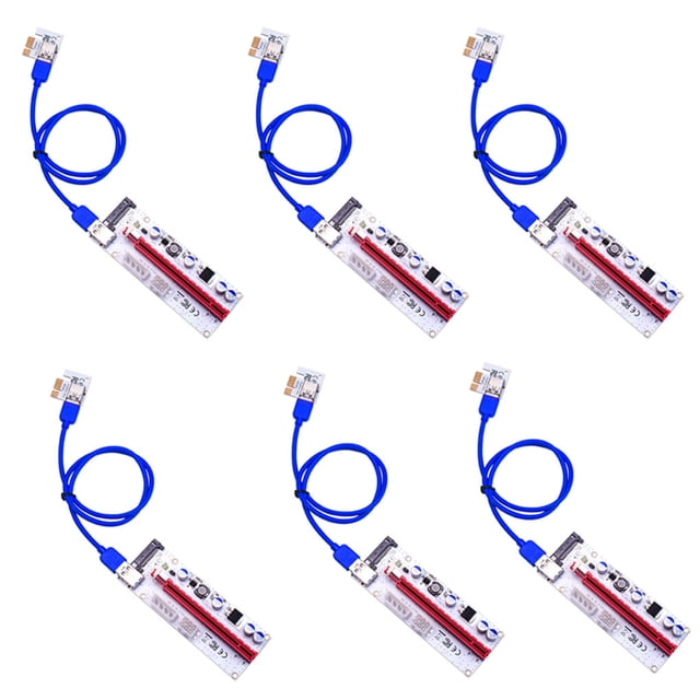 Methold Tarjeta elevadora USB 3.0 PCI-E Interfaz de 6 pines Tarjeta gráfica adaptadora 1x a 16x Juegos de teclado y mouse para computadora Línea azul tarjeta blanca roja
