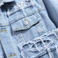 thumbnail image 5 of Men's Denim Jacket Patchwork Fringe Jacket Slim Jean Jacket Streetwear Coat, 5 of 7