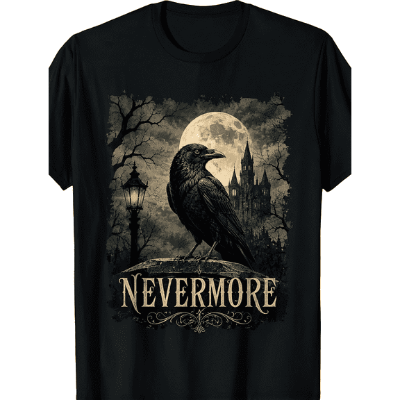 Men's Vintage Raven Moon Graphic T-Shirt Gothic Crow Casual Crew Neck Short Sleeve Tee