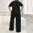 thumbnail image 4 of cfhntfmh Pajamas Sets for Women Button down Short Sleeve V Neck Shirt and Wide Leg Pants Soft Lounge Sets Plus Size Xl to 4Xl, 4 of 4
