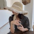 thumbnail image 1 of LinYooLi Sun -Sunshing Straw Hat Female Lace Bow Hollow Hook Hats Summer Sun Hats Are Fashionable And Foldable Pots, 1 of 9
