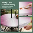 thumbnail image 3 of Round Outdoor Tablecloth with Umbrella Hole and Zipper, Rose Red Ombre Fitted Table Cover with Elastic Edge for 31-35 Inch, Pink White Gradient Modern Abstract Art Waterproof Patio Tablecoths, 3 of 9