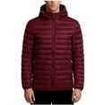 thumbnail image 2 of Afuyipoi Mens Quilted Jacket, Casual Long Sleeve Padded Jacket Zip Up Winter Coats with Detachable Hood Red L, 2 of 5