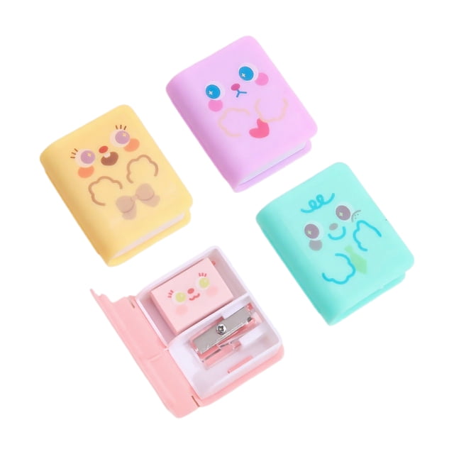 Cute Book Pencil Sharpener Use Cartoon Eraser Color Book Shaped Manual Pencil Sharpener With Eraser Stationery Supplies Are Very Suitable For School Students Stationery Paper And Envelopes Set Easter