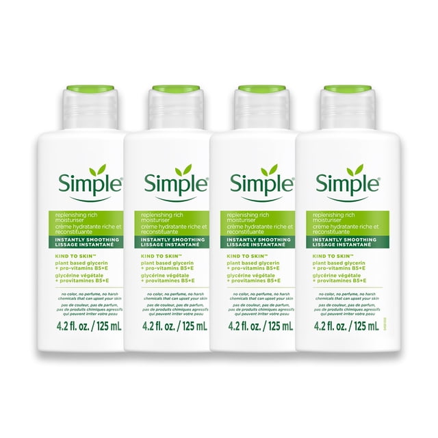 Hidratante facial Simple Kind To Skin con niacinamida 4 x 125 ml