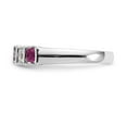 thumbnail image 3 of 14K White Gold Ring Band Gemstone Diamond Round Ruby Red, 3 of 7