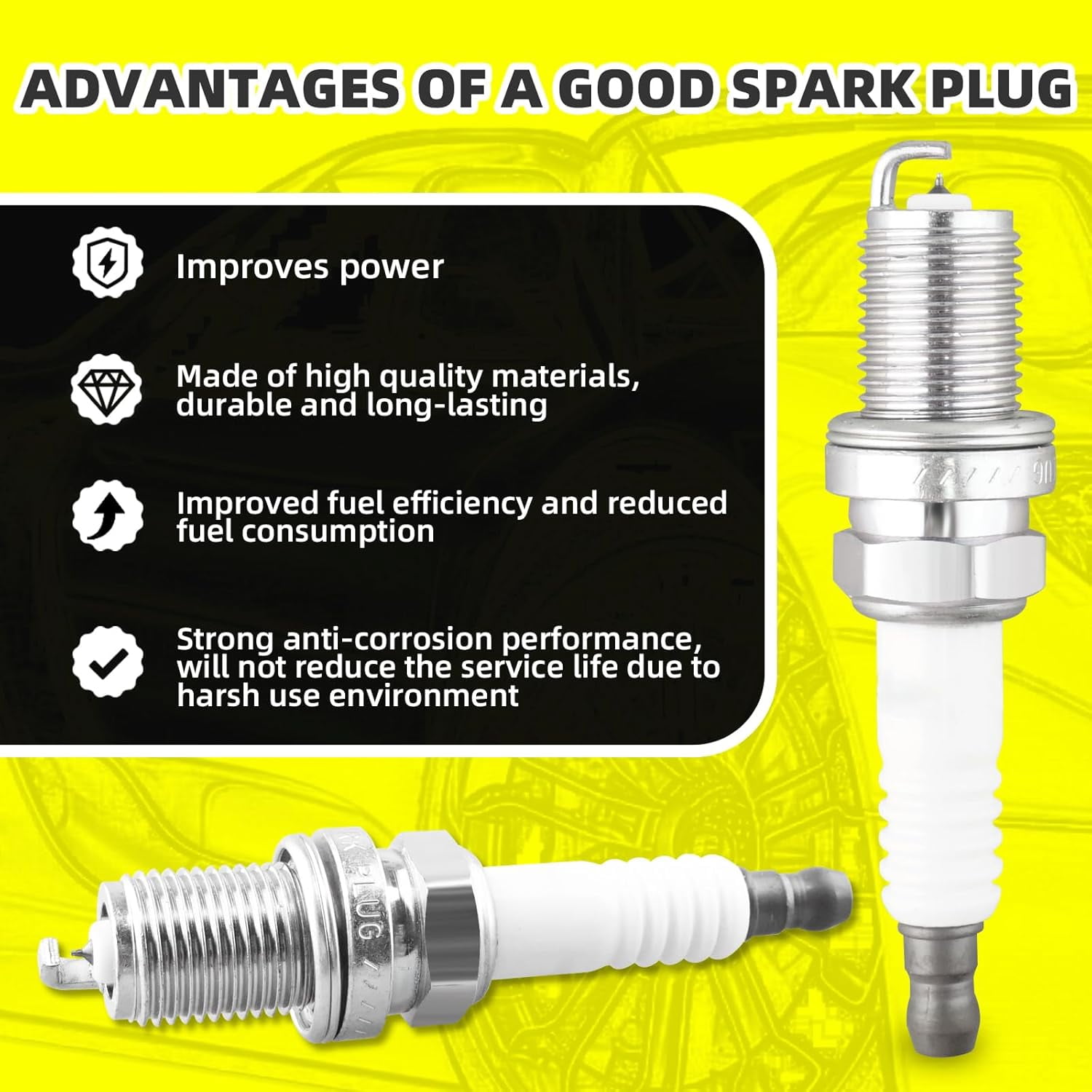 MOAUTO Set of 4 Ignition Coils Pack UF499 27301-26640 & 4 PCS Iridium Spark Plugs Compatible with Hyundai Kia Dodge 2006 2007 2008 2009 2010 2011 Accent Rio Rio5 Attitude 1.6L L4
