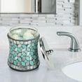 thumbnail image 3 of nu steel Sea Foam Bright-Colored Mosaic Glass/stainless steel Canister Jar with Lid for Cosmetics and Makeup Storage, Bathroom, Countertop, Desk, and Vanity, Mosaic Glass/stainless steel, 3 of 4
