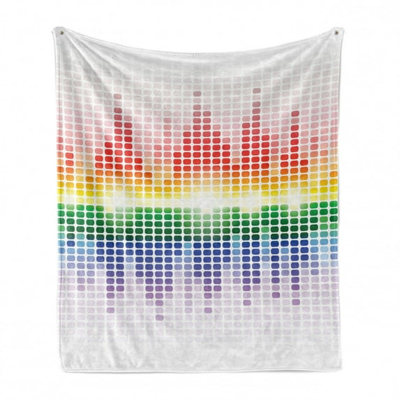 Music Soft Flannel Fleece Blanket, Rainbow Digital Style Equalizer Amplifier Recording Equipment Night Club Disco Theme, Cozy Plush for Indoor and Outdoor Use, 60" x 80", Multicolor, by Ambesonne