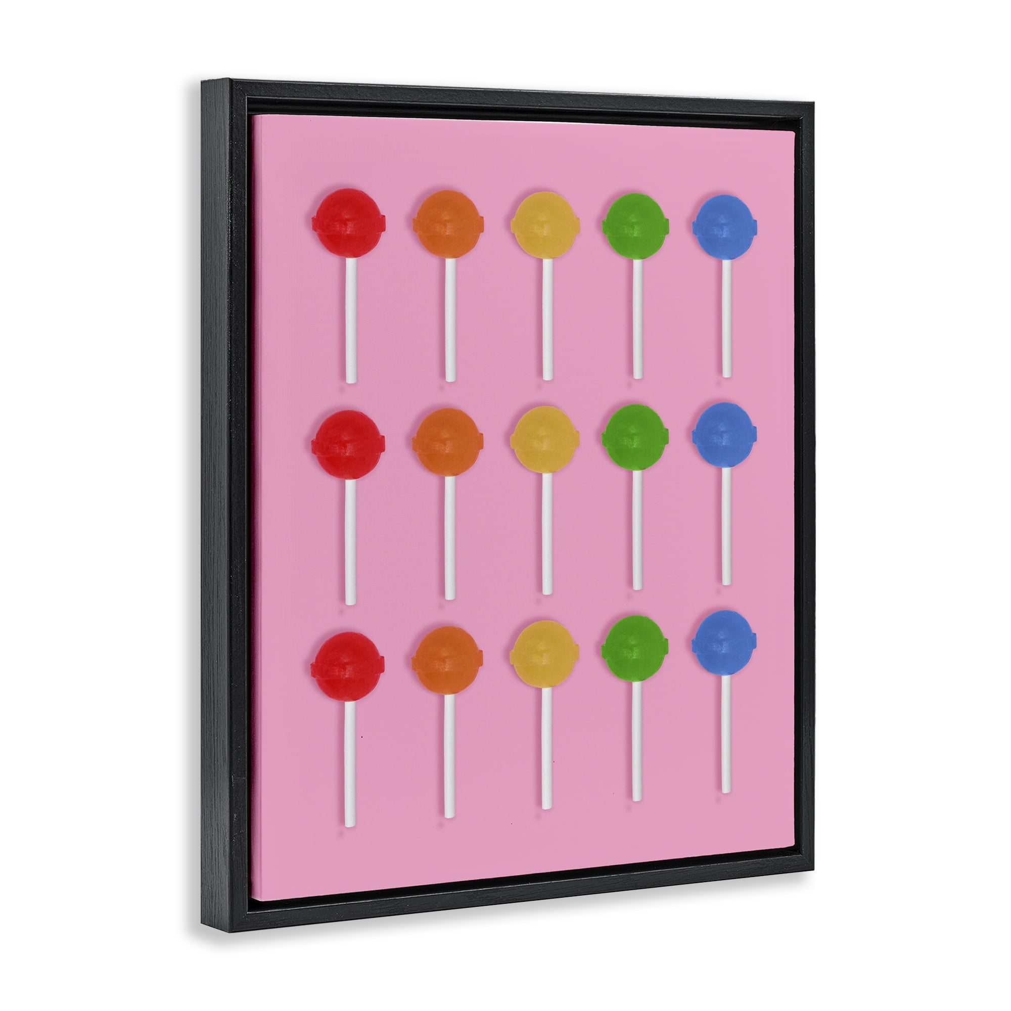 Stupell Industries Colorful Lollipop Grid Black Framed Floater Canvas Wall Art, design by LISH Creative