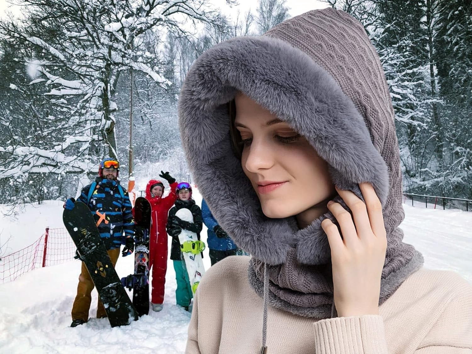 YooGuoGuo Women Winter One Piece Beanie Hat Slouchy Fleece Balaclavas Face Mask Neck Scarf Set Earmuff Ski Snow Knit Hats