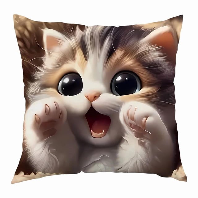 Housse de Coussin pour Chat, Imprimé Numérique, Ultra-Doux, Housse de Coussin Décorative pour Canapé à Domicile