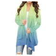 thumbnail image 1 of Yuyuzo Long Cardigan pour Femmes Couleur Dégradée Ouvert à l'Avant Hauts Drapés Automne Hiver Cardigan Décontracté, 1 of 5